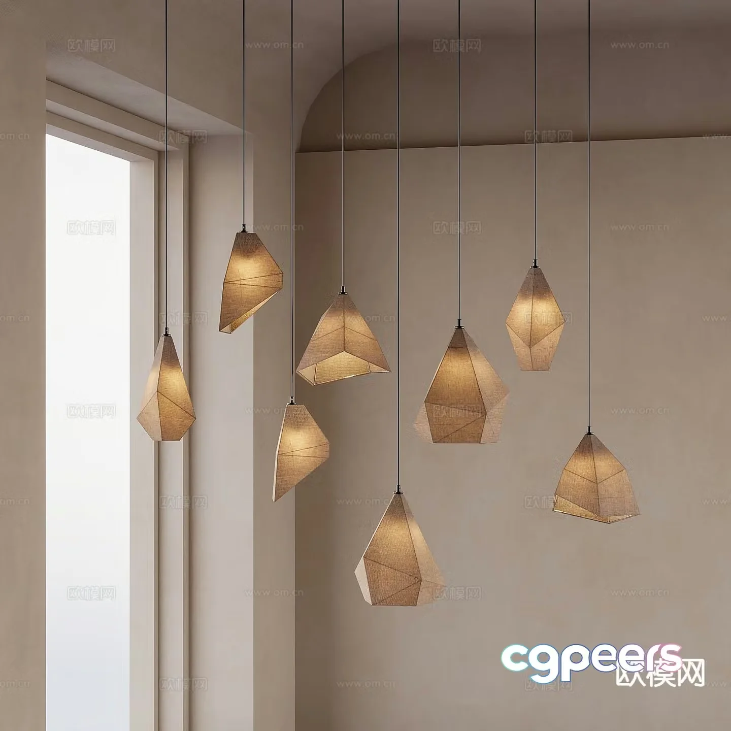 Wabi-sabi chandelier bedside small chandelier 3d model