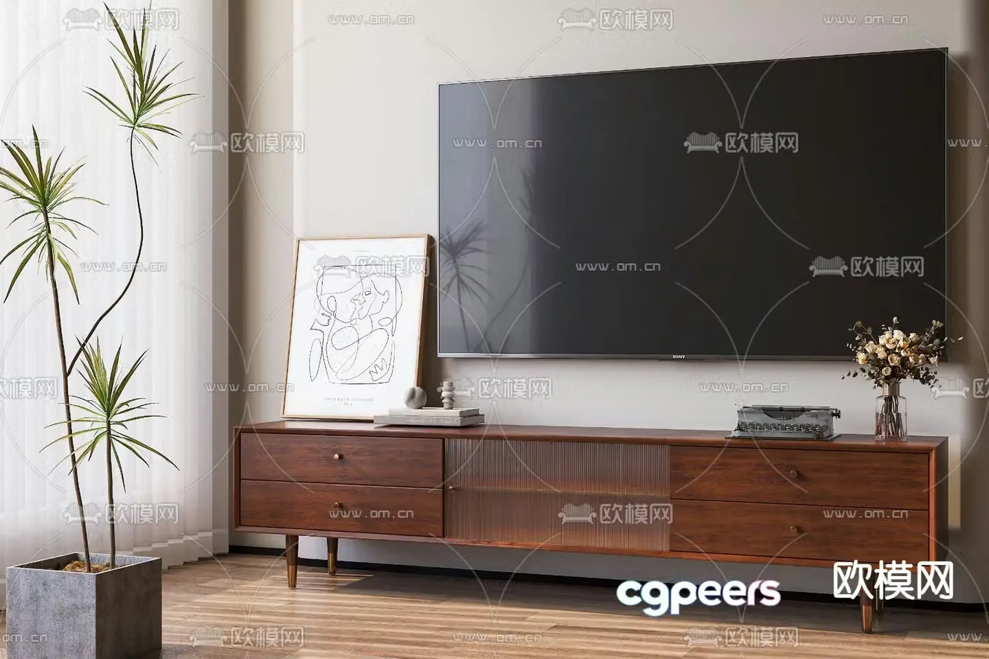 Medieval style TV cabinet 3D model