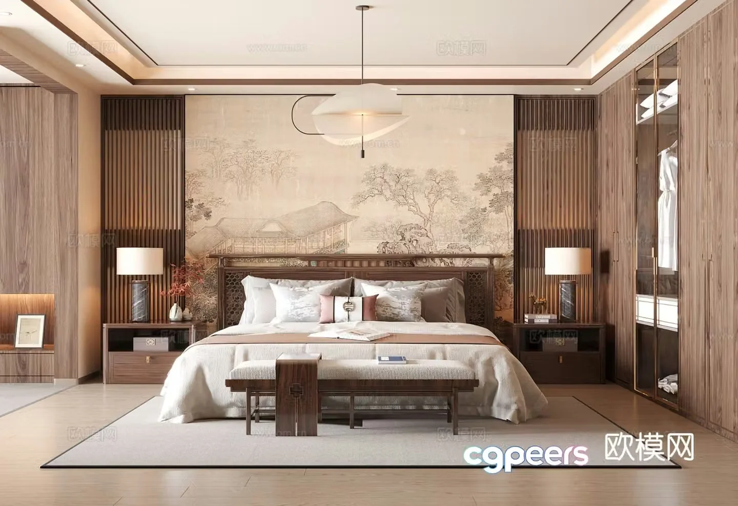 New Chinese style bedroom master bedroom 3d model