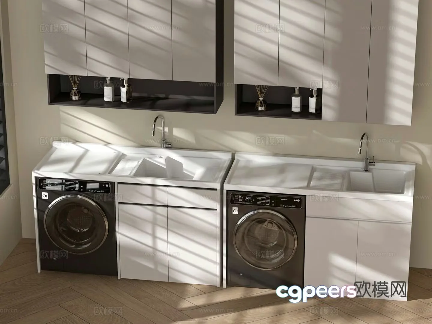 Modern balcony cabinet washing machine cabinet 3d model