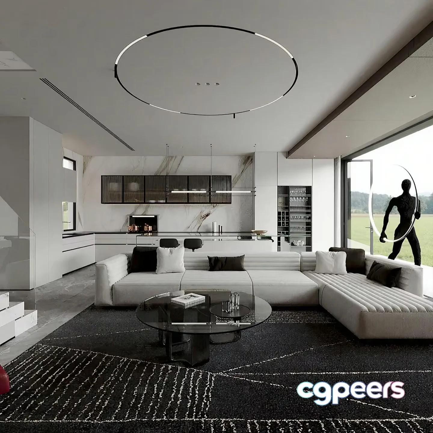 Modern Living Room 3D Model – 13386 – VRAY Render