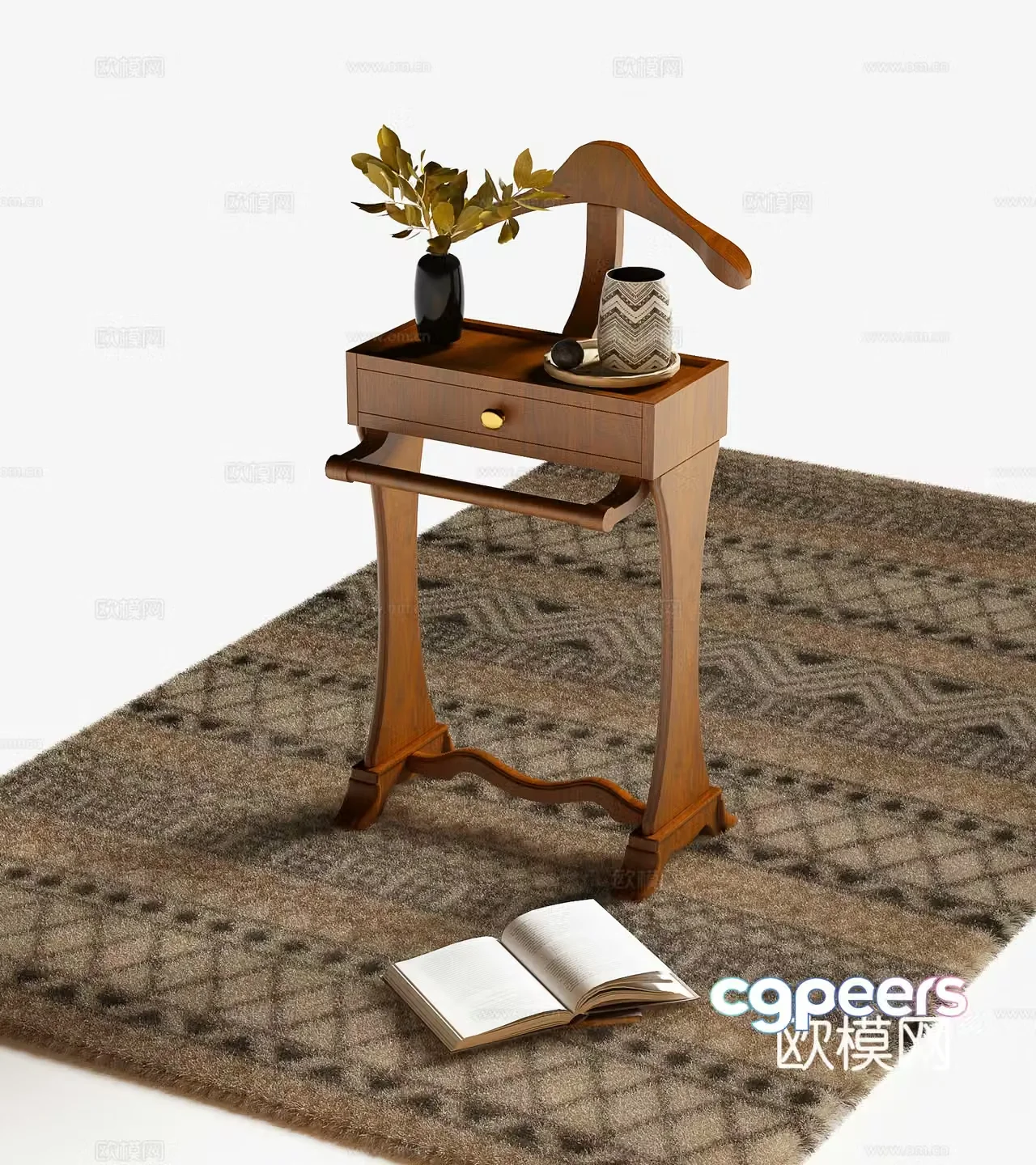 American side table corner table 3d model
