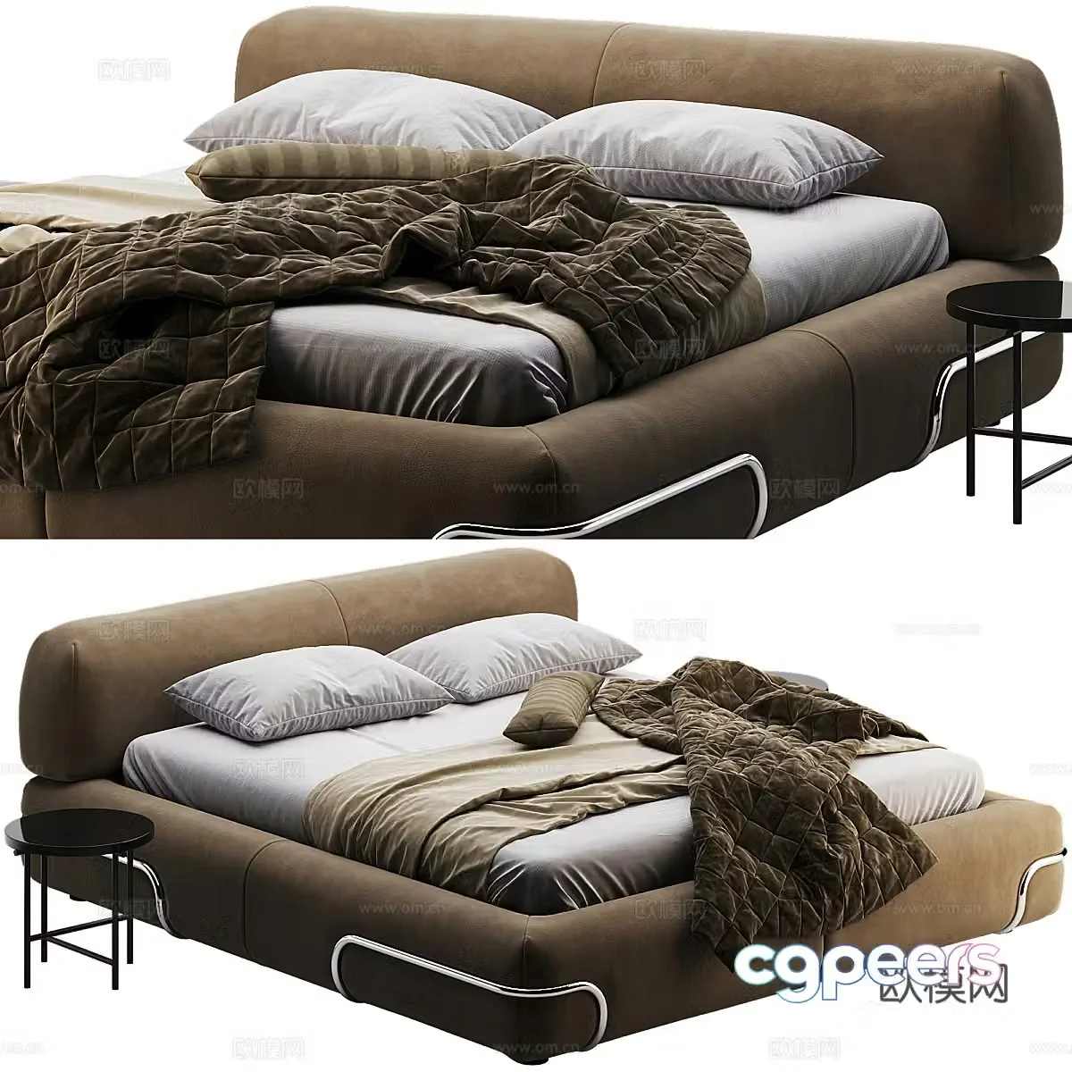 Modern Italian fabric double bed 3D model