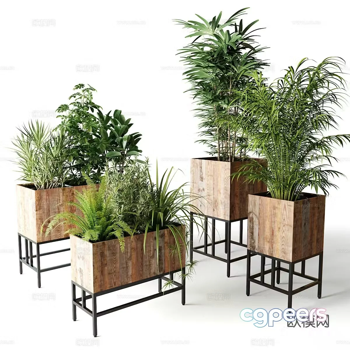 Green plant pot flower pot flower box 3d model