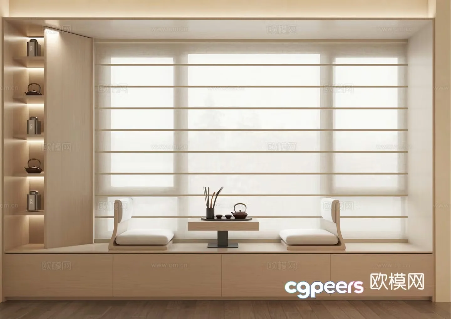 New Chinese style curtains Venetian blinds 3D model