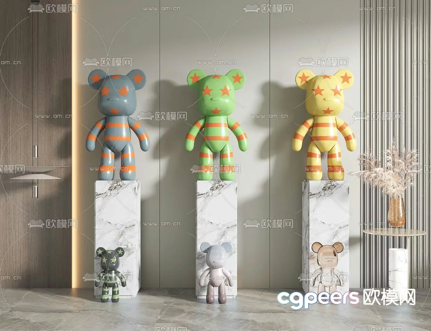 Modern KAWS trendy violent bear 3d model