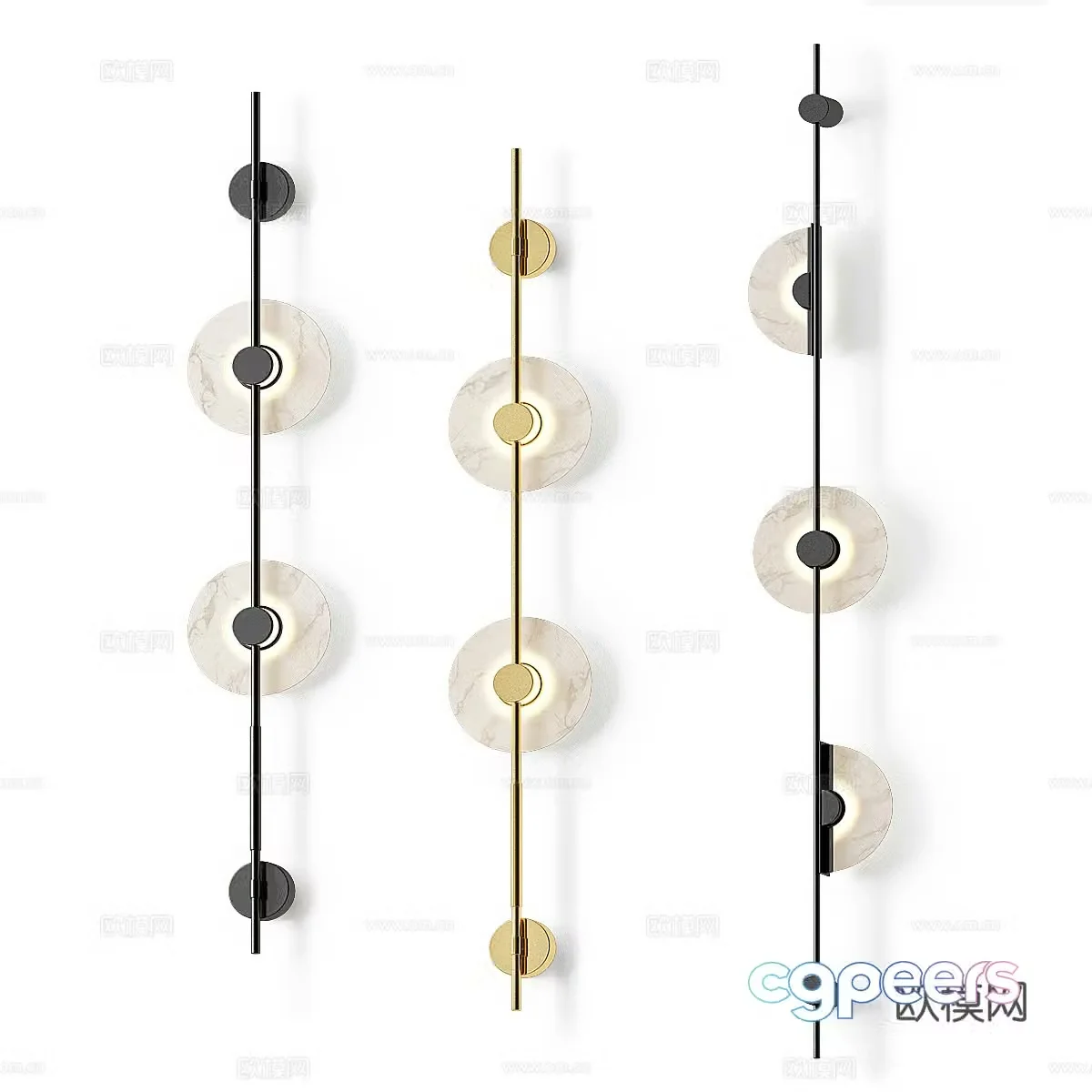 Modern light luxury tandem wall light 3D model