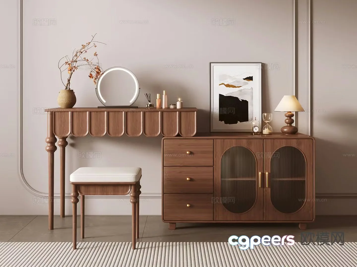 Medieval style dressing table 3d model