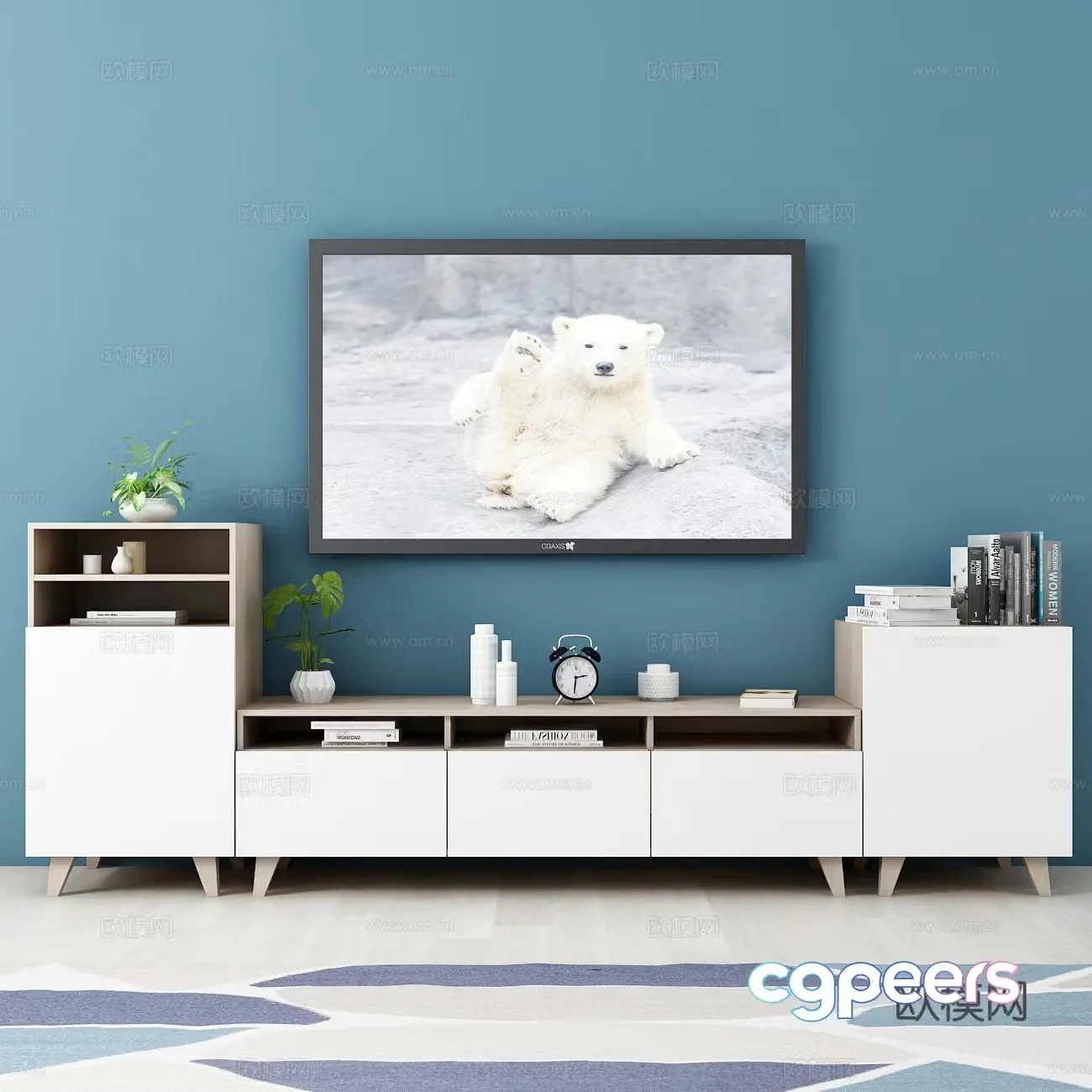 Nordic TV cabinet side cabinet jewelry carpet TV combination model 3d model