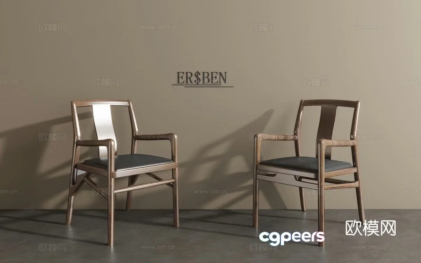 New Chinese dining chair leisure chair 3d model