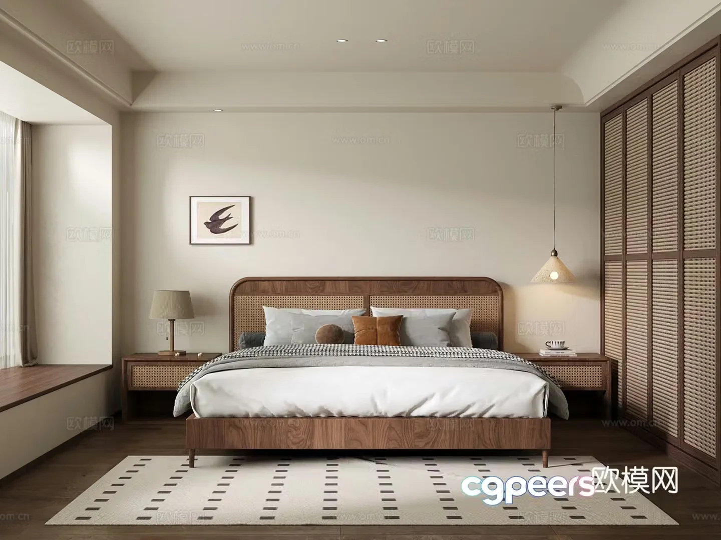 Bedroom Jijifeng bedroom medieval style bedroom wardrobe double bed 3D model