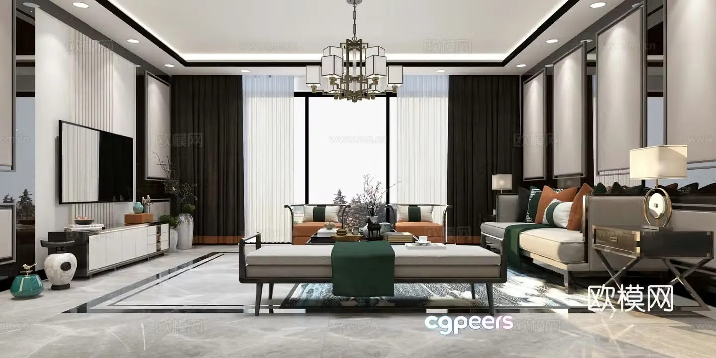 New Chinese style living room 3d model