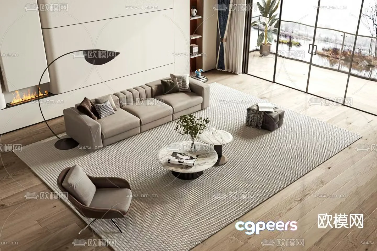 Modern sectional sofa 3d model