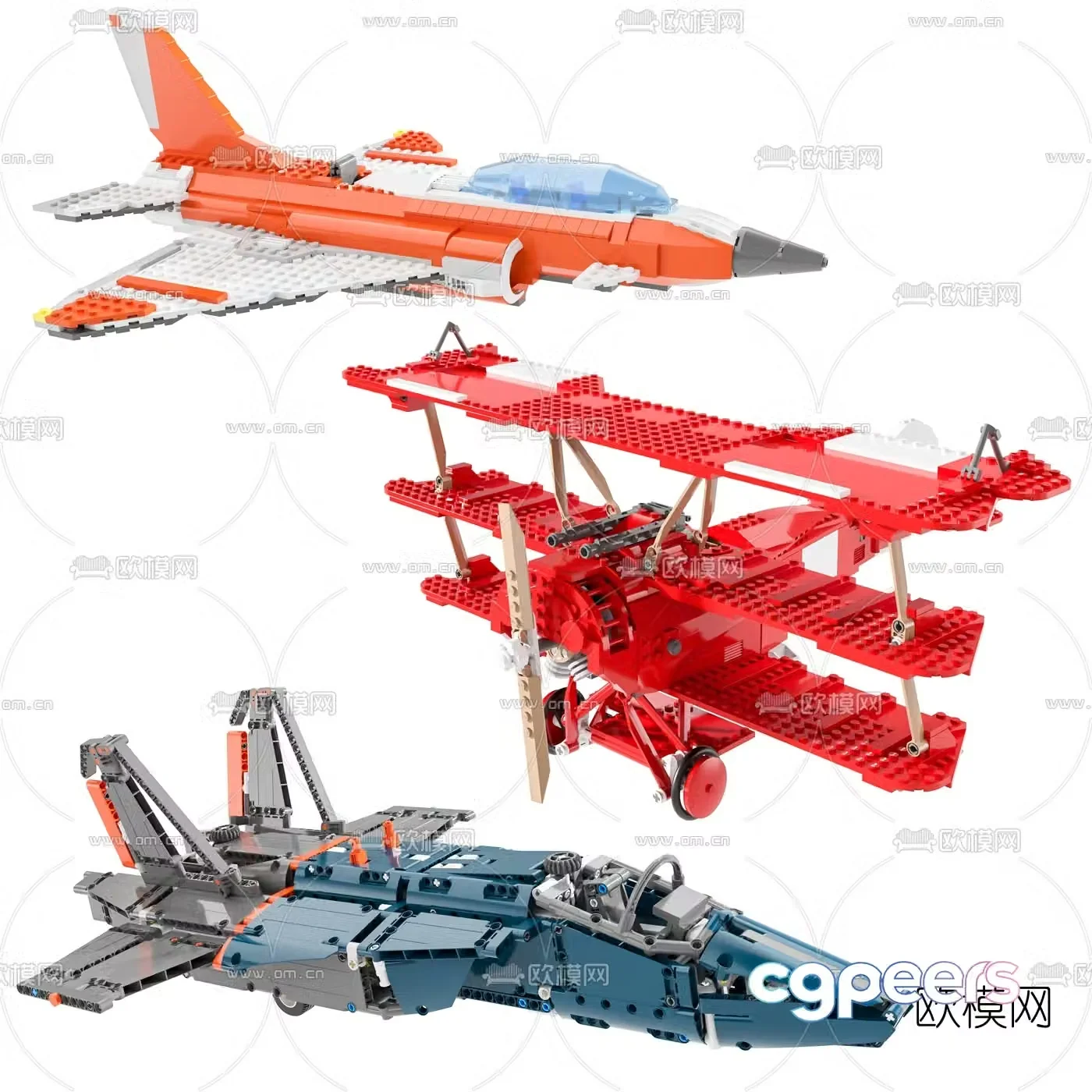 Modern airplane lego toy 3d model