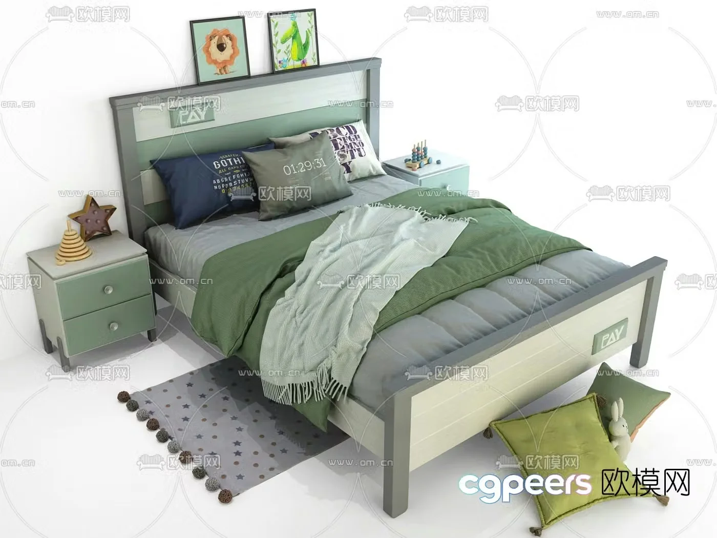 Modern fabric children’s bed 3d model
