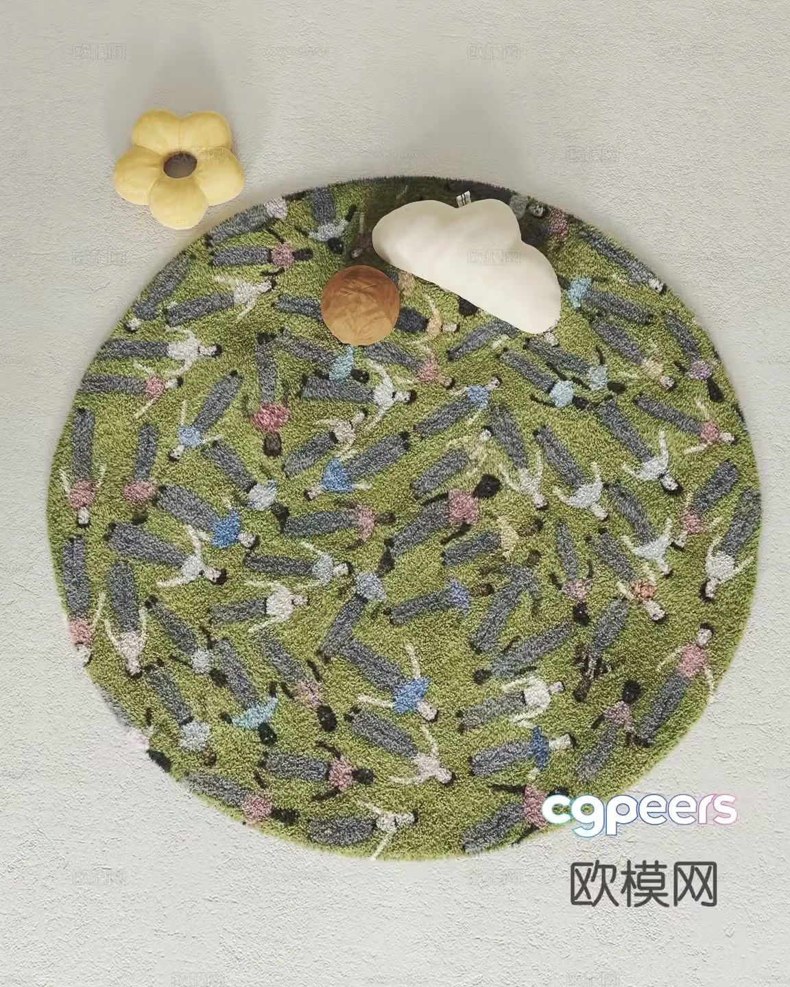Modern carpet Round carpet Pillow 3d model