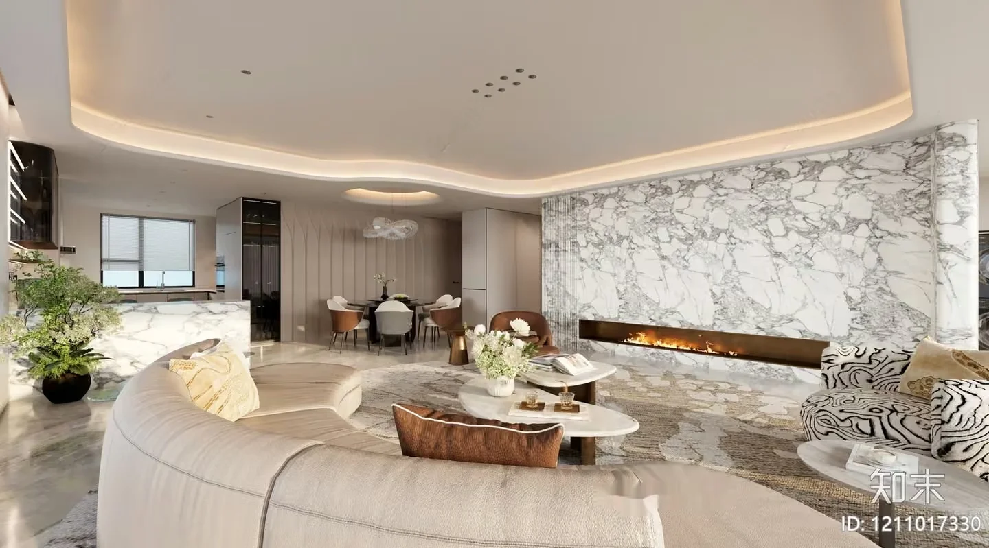Modern Living Room 3D Model – 9530 – VRAY Render