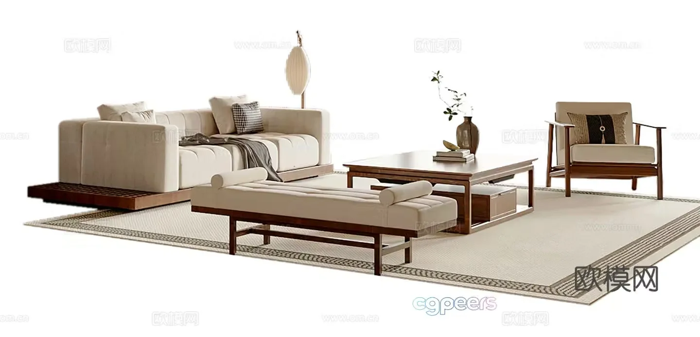 New Chinese style combination sofa 3D model