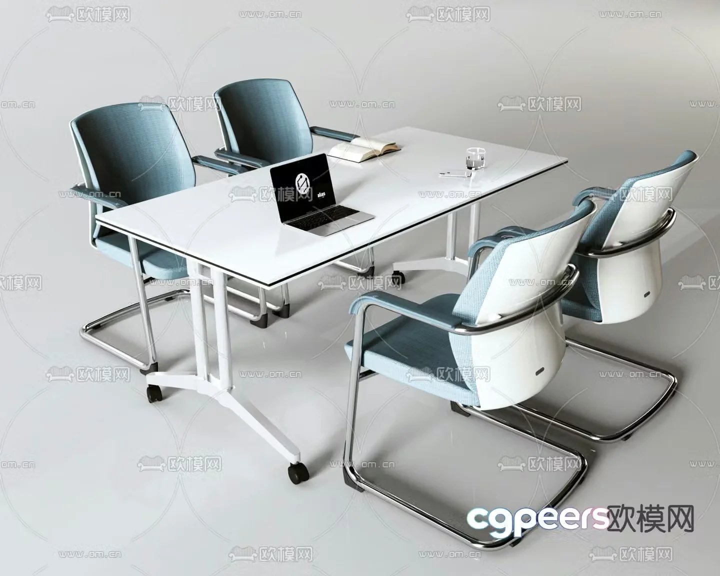 Modern conference table and chairs 3d model