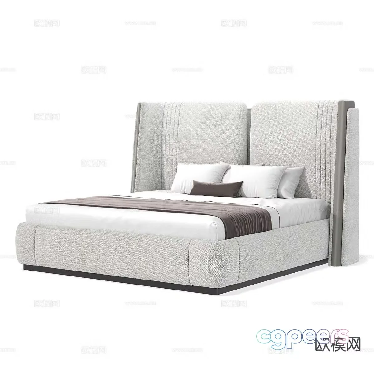 Italian minimalist double bed 3D model