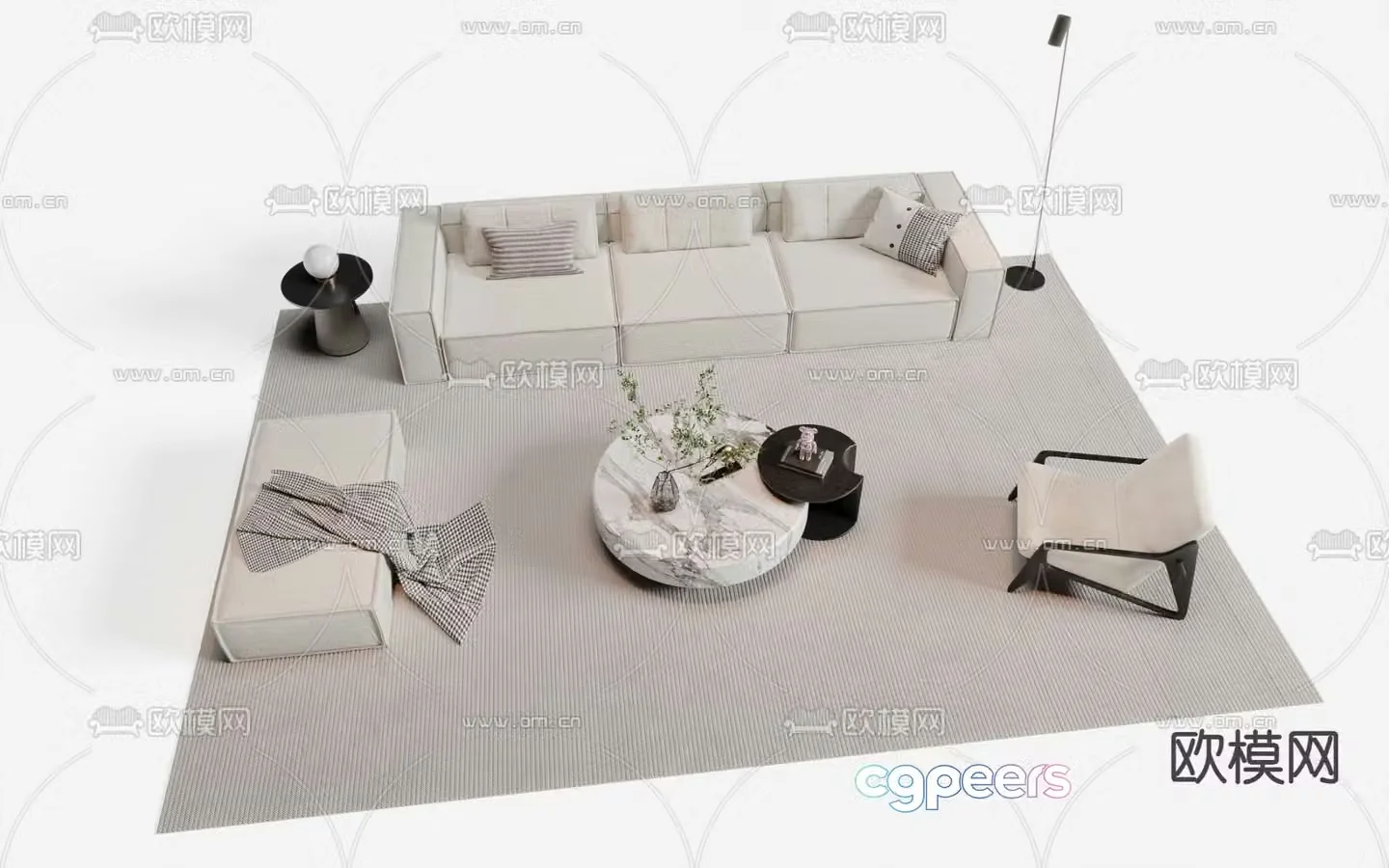 Modular sofa upholstered sofa 3d model