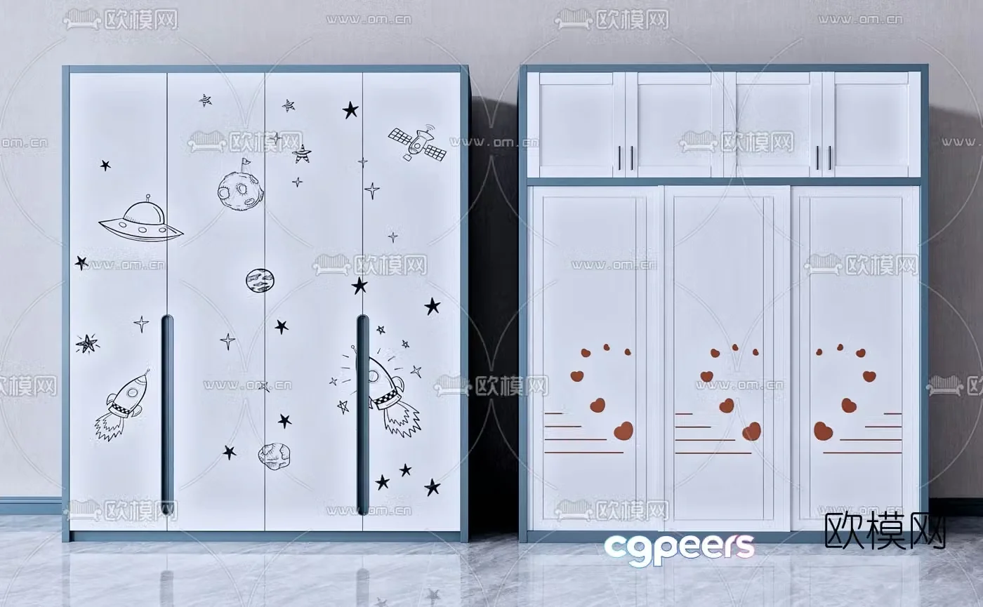 Modern children’s wardrobe 3d model
