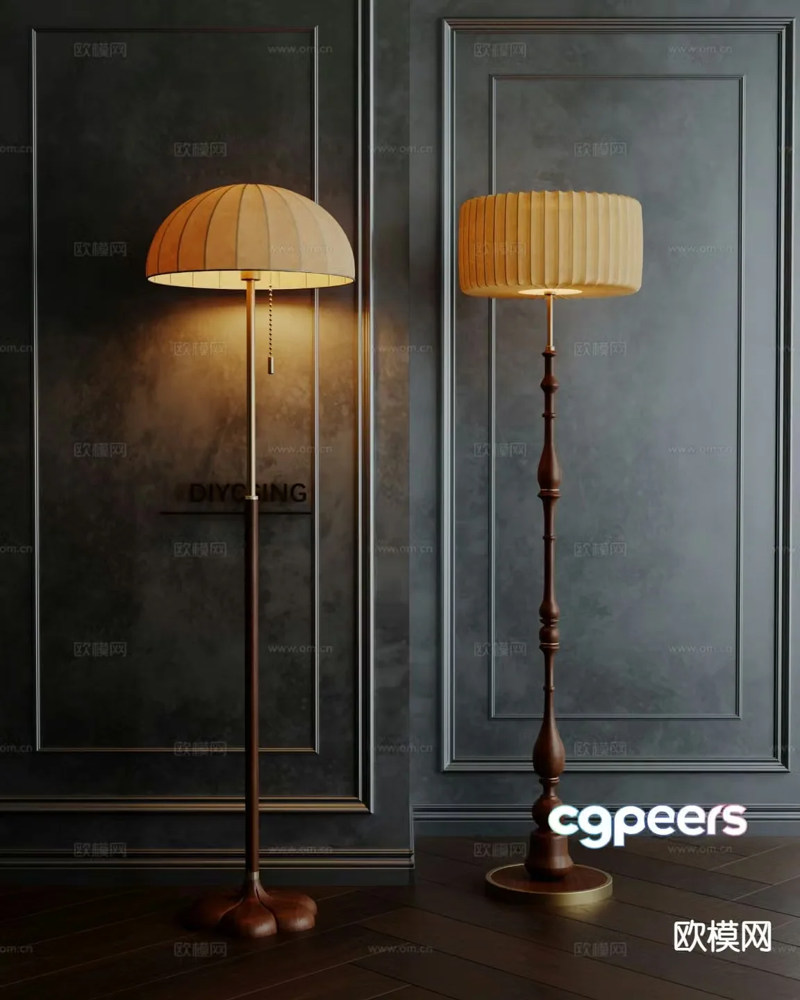 French floor lamp medieval style floor lamp 3d model