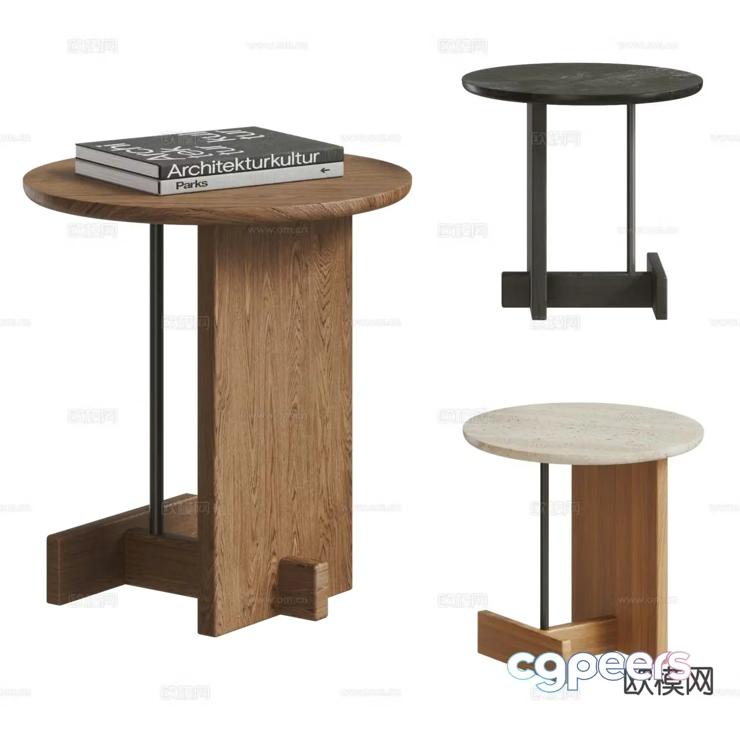 Nordic side table corner table round table 3D model