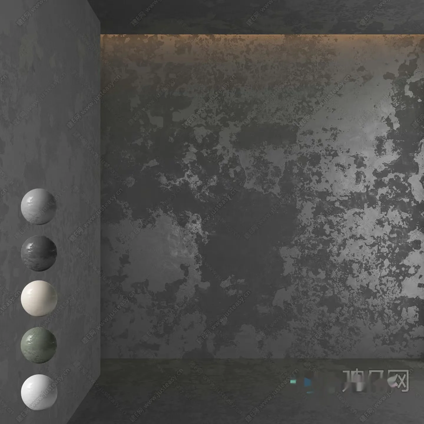 A Gray Wall With A Textured Pattern 3D Model – 12104 – CORONA Render
