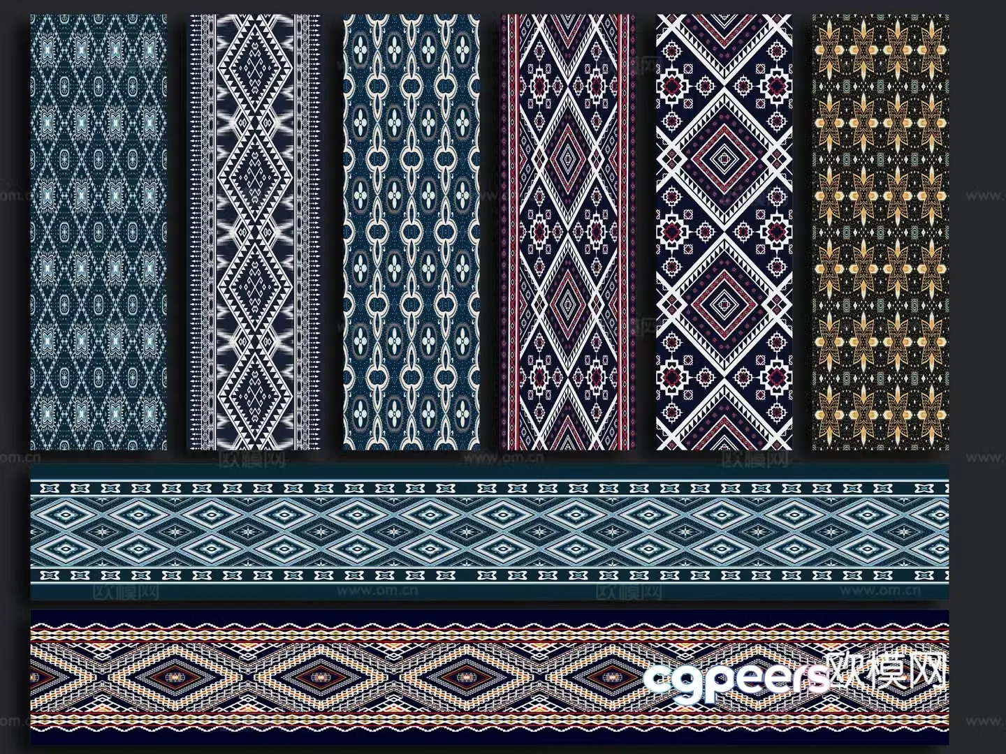Chinese Miao Mongolian elements silhouette ethnic minority elements pattern wall decoration traditional patterns cloud 3d model