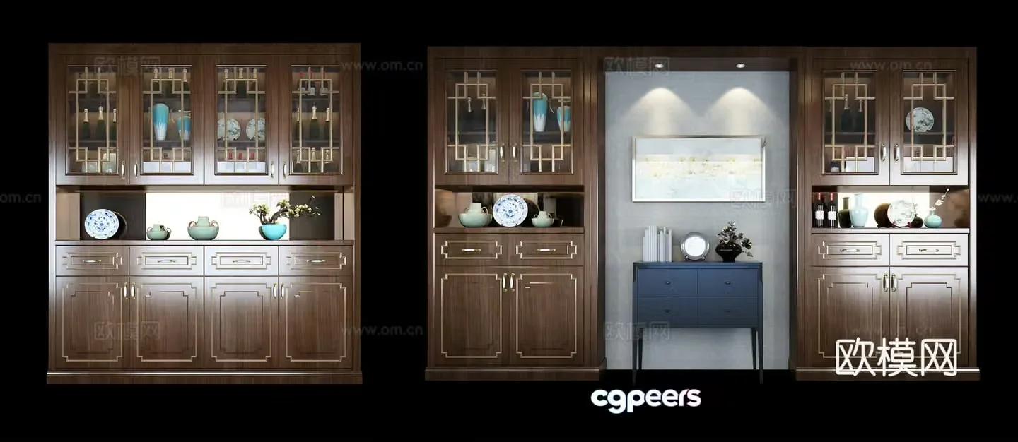 New Chinese wine cabinet combination 3D model