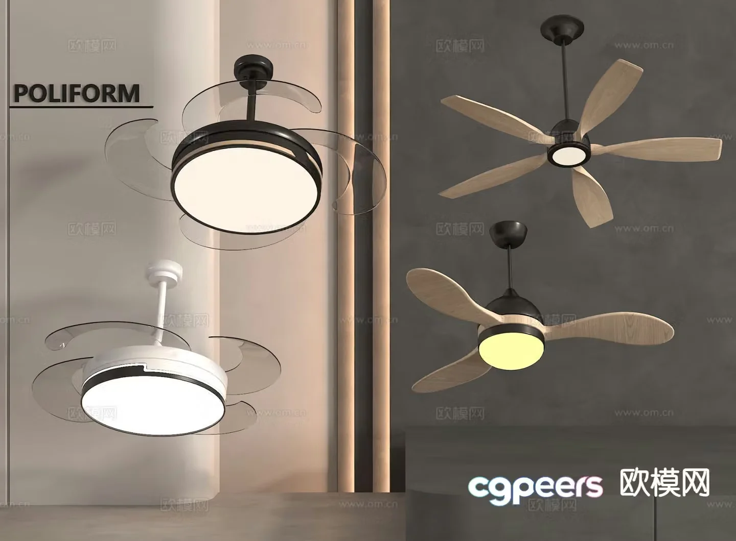Modern fan light ceiling fan light 3d model