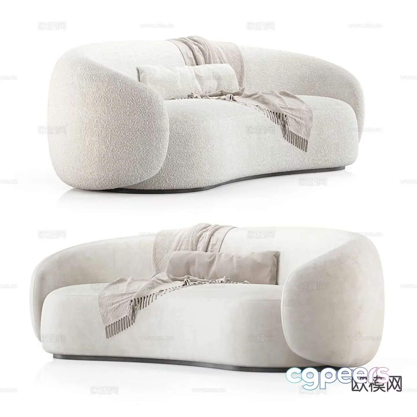 Cream style leisure sofa 3d model