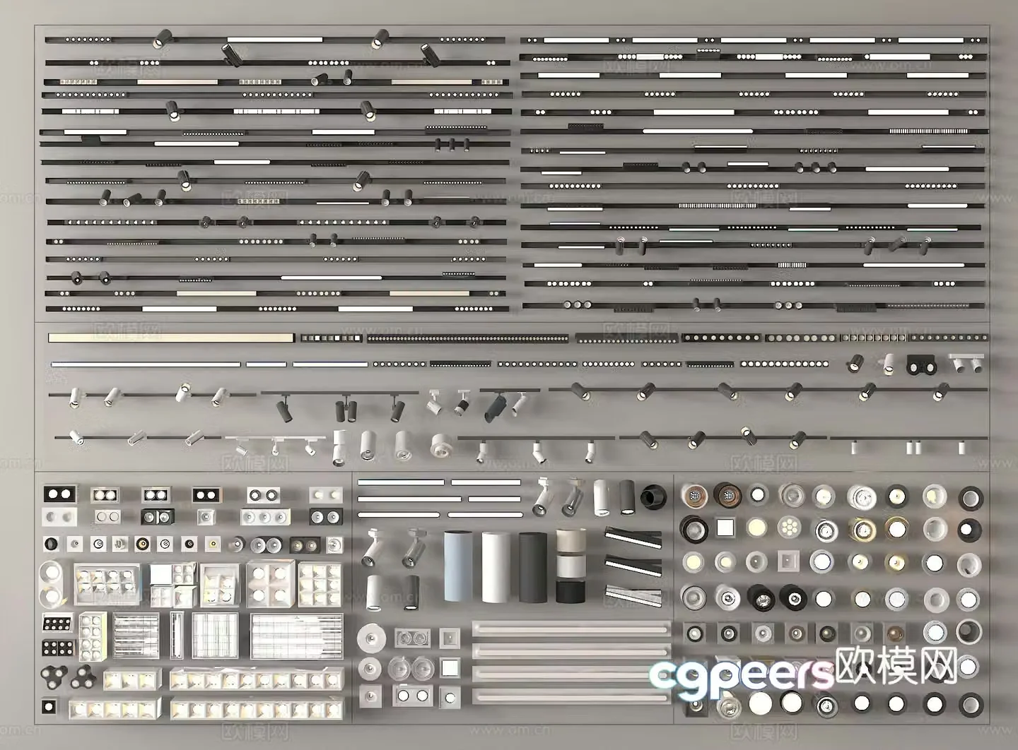 Spotlight downlight light bar track spotlight magnetic spotlight 3d model