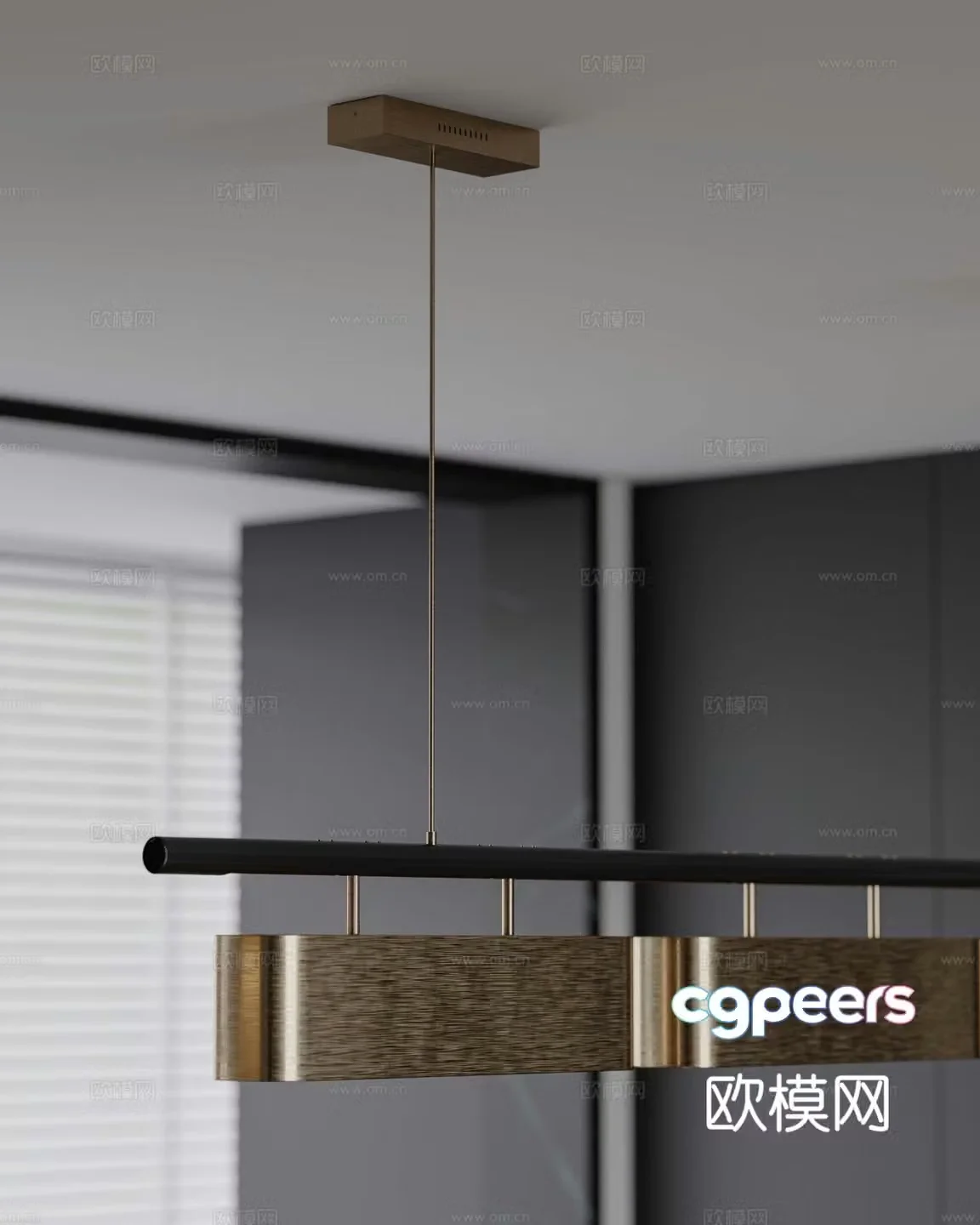 Modern long chandelier 3d model