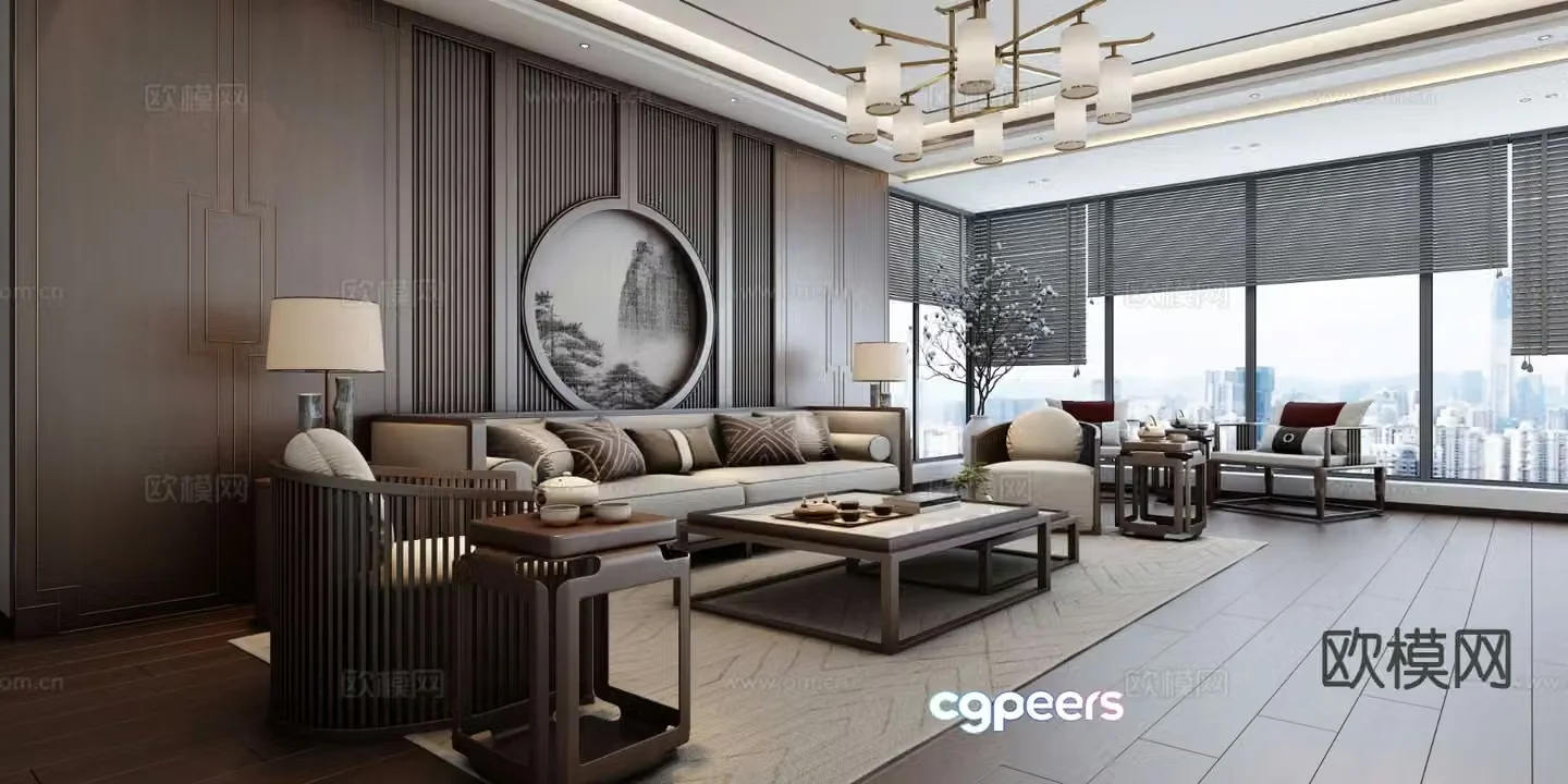 New Chinese style living room 3d model