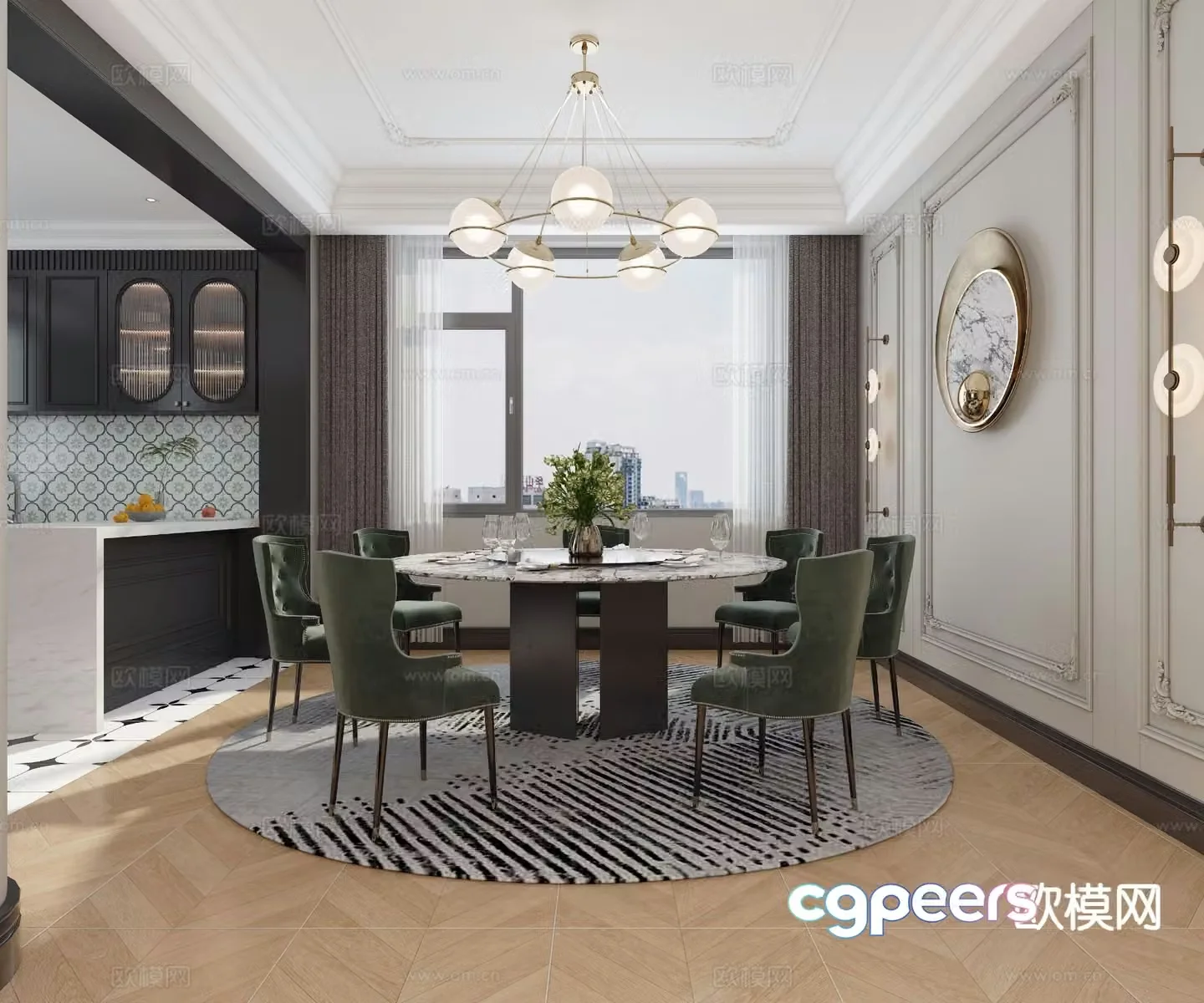 French restaurant open kitchen 3d model