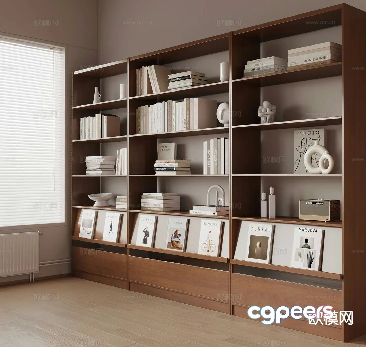 Medieval style bookcase bookshelf 3d model