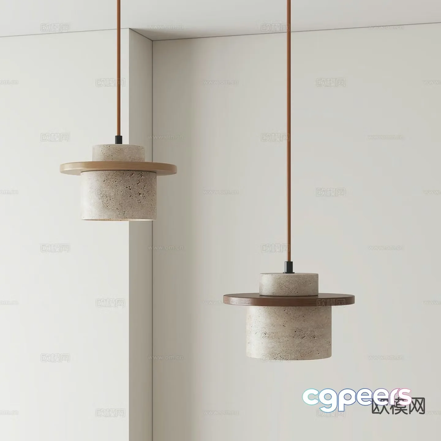 Wabi-sabi chandelier yellow travertine small chandelier 3D model