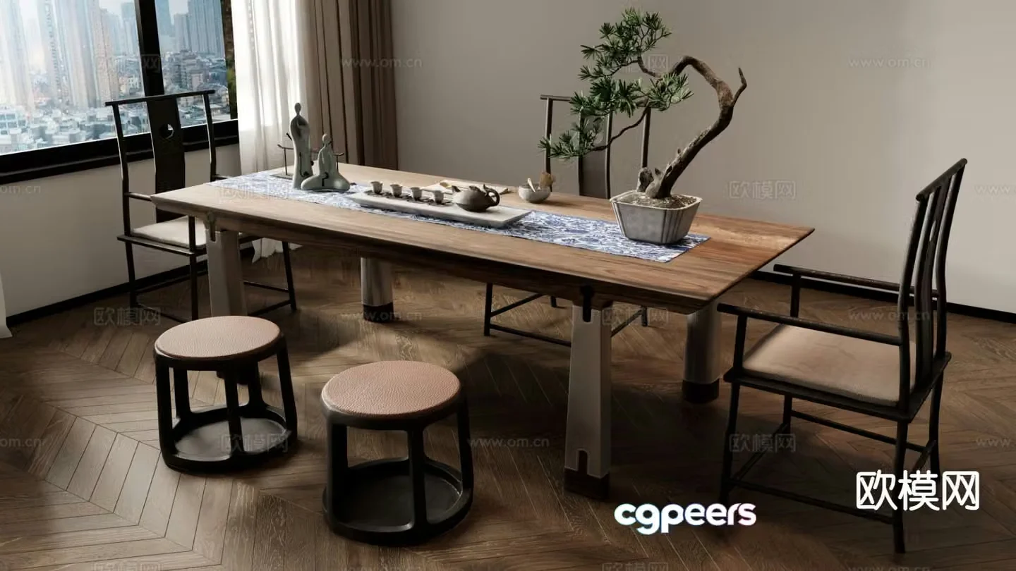 New Chinese style tea table tea table 3d model