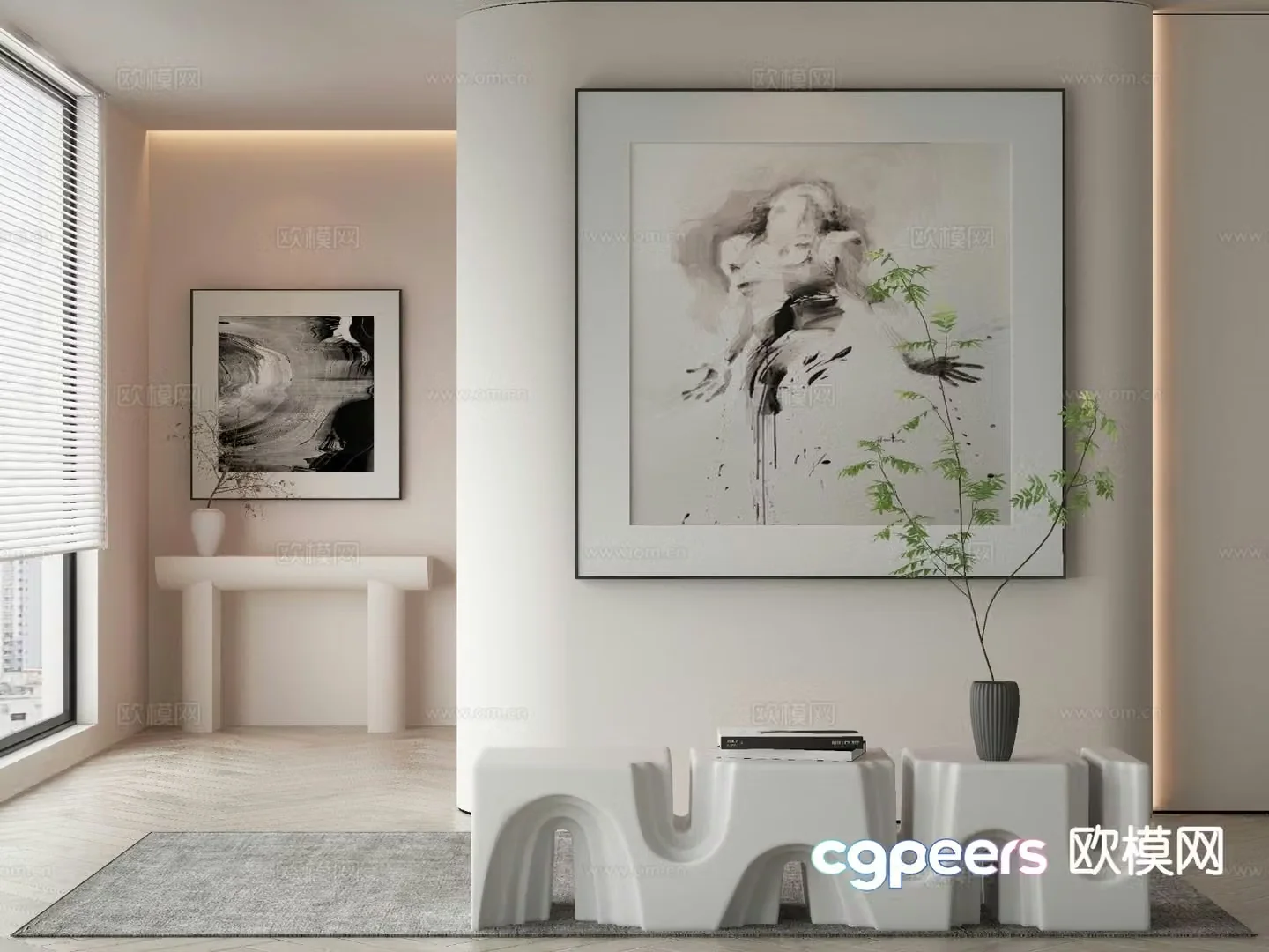 Abstract figure painting decorative painting 3d model