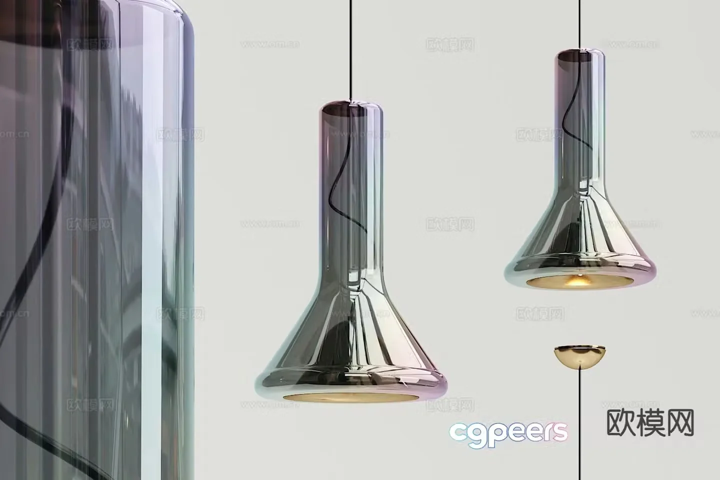 Modern colorful black chandelier 3d model
