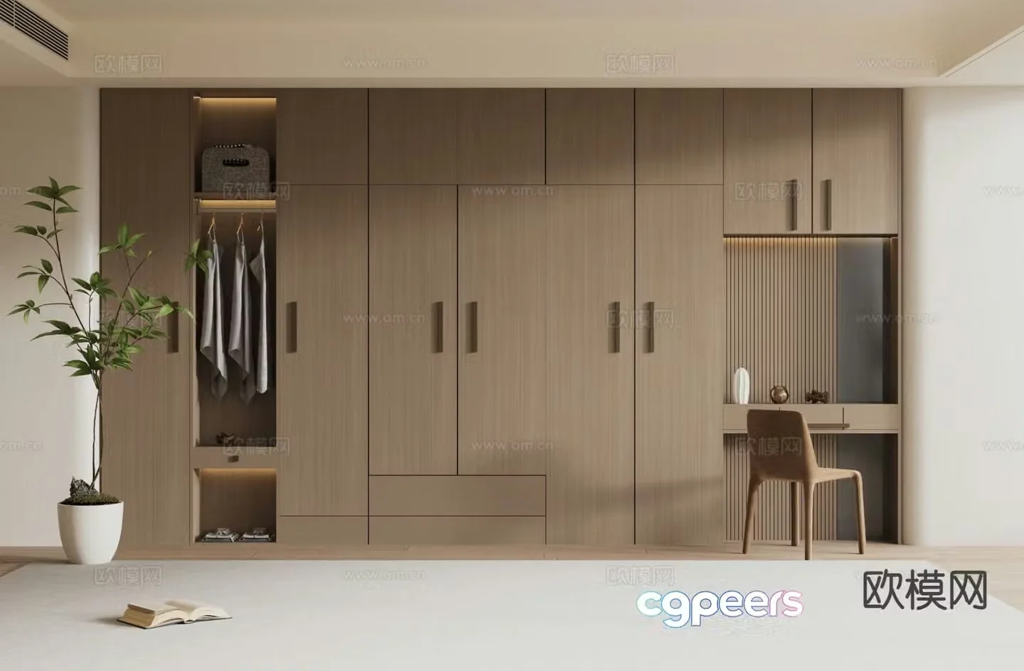 modern wardrobe wooden wardrobe 3d model