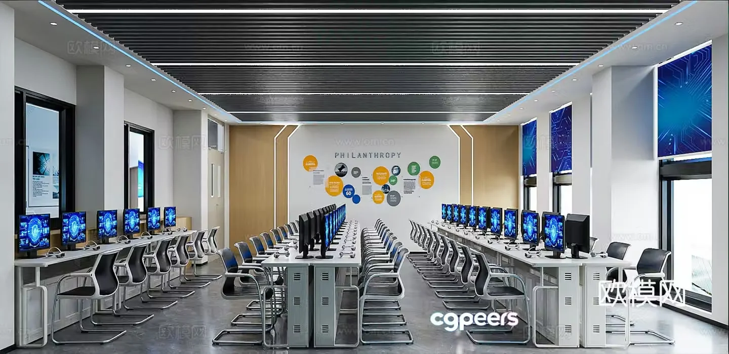 Technology classroom Multimedia classroom Smart classroom Computer room VR classroom 3D model