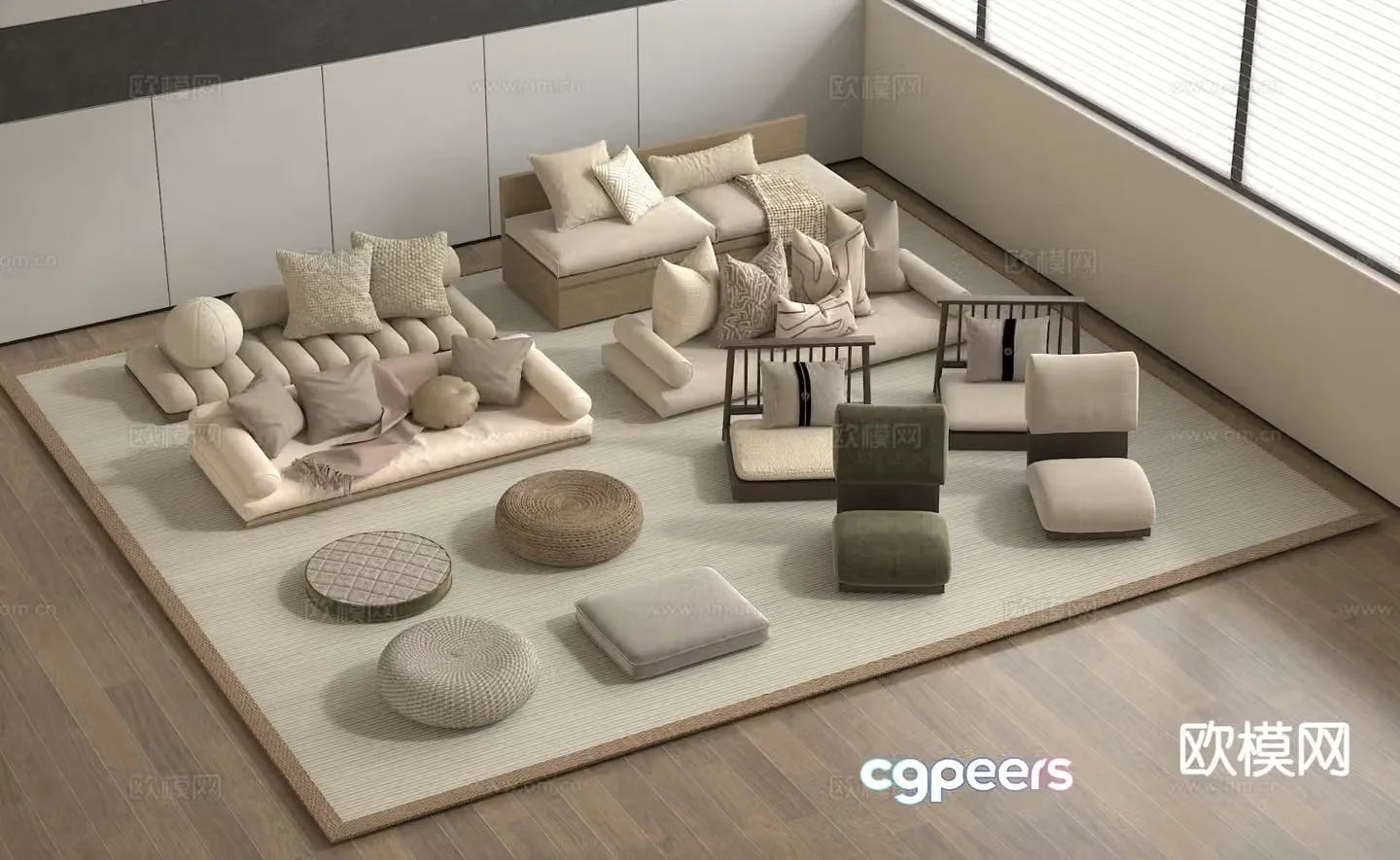 Cushions seat cushions bay window cushions sofa cushions tatami seats 3D model