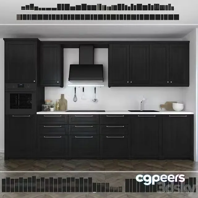 3ds Max Free – Kitchen Ikea Lerhuttan Lerhyttan (black stain)