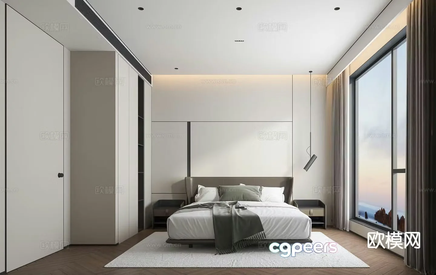 Italian minimalist bedroom master bedroom 3d model