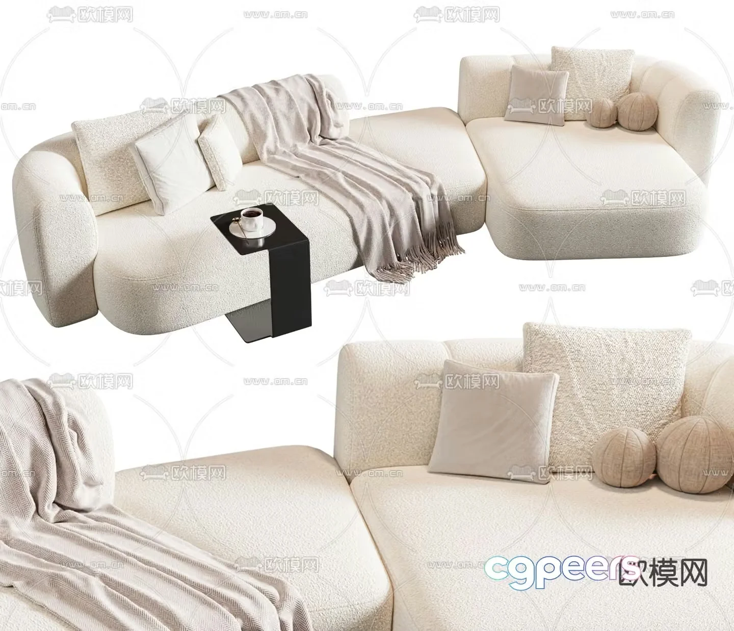 Modern special-shaped sofa multi-person sofa 3D model