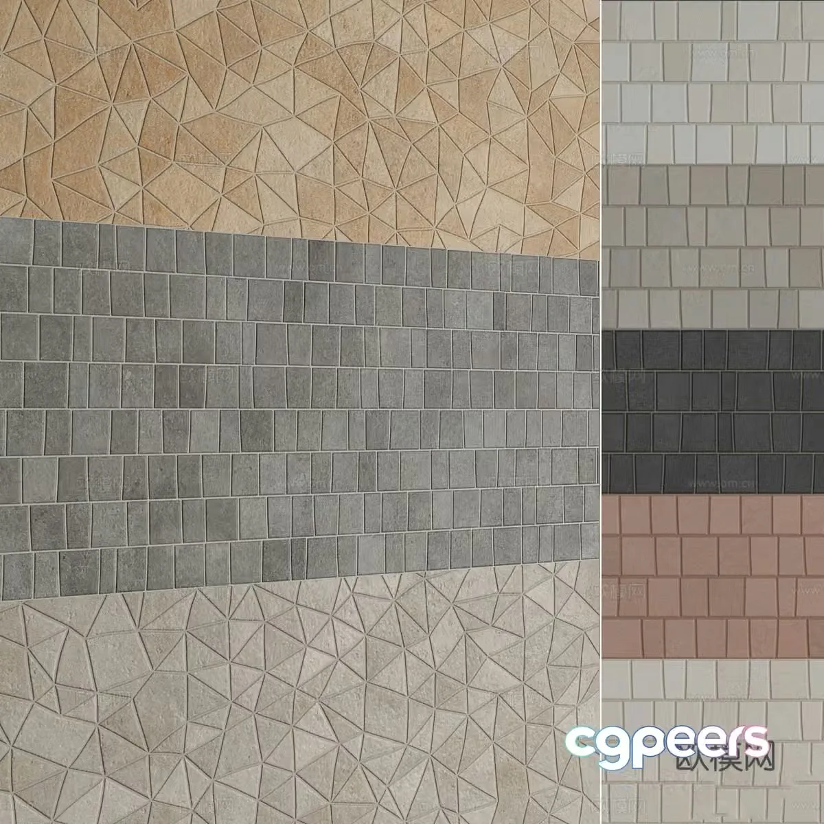 New Chinese style flower tiles 3D model