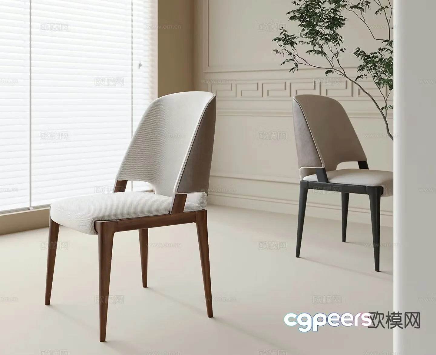 Modern dining chair single chair 3d model